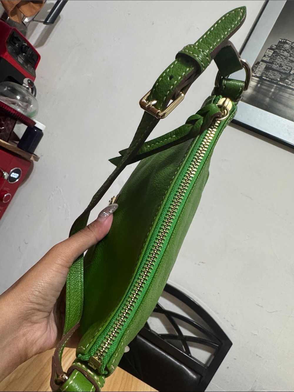 Dooney & Bourke Green Leather Shoulder Bag - Picture 9 of 17